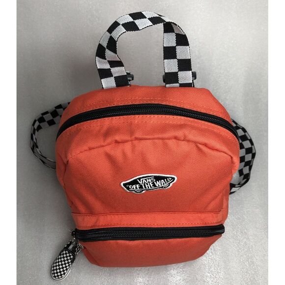 Vans Got This Mini Backpack Orange Black/White Checkered Strap & Keychain UNISEX - Picture 2 of 16